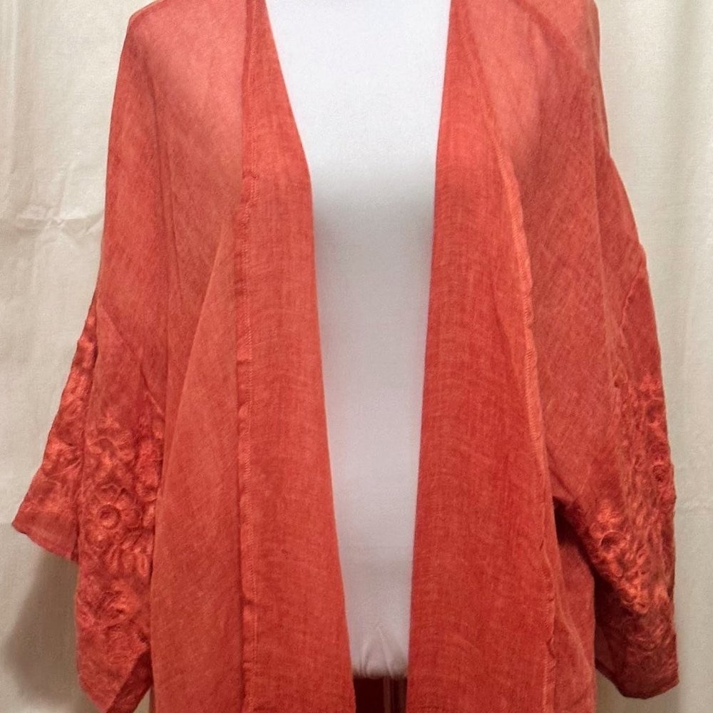Red Kimono with accent sleeves